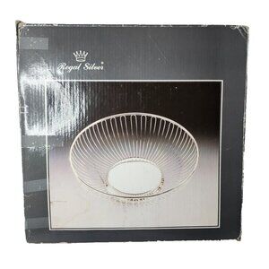 Vintage Regal Silver Silverplated Round Wire Basket Mid Century Modern Decor